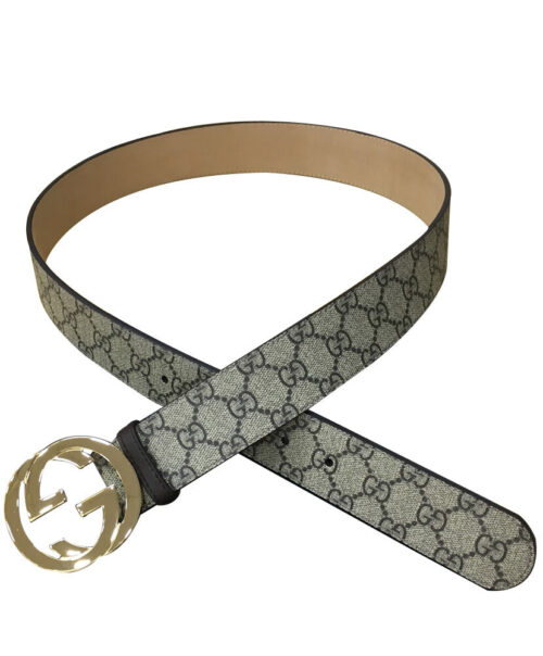 Gucci GG Supreme belt with G buckle 370543 Coffee