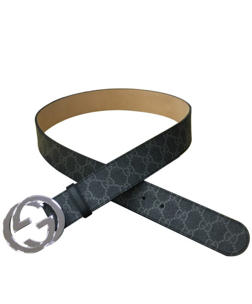 Gucci GG Supreme belt with G buckle 370543 Black