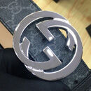 Gucci GG Supreme belt with G buckle 370543 Black