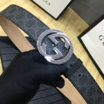 Gucci GG Supreme belt with G buckle 370543 Black