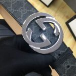 Gucci GG Supreme belt with G buckle 370543 Black