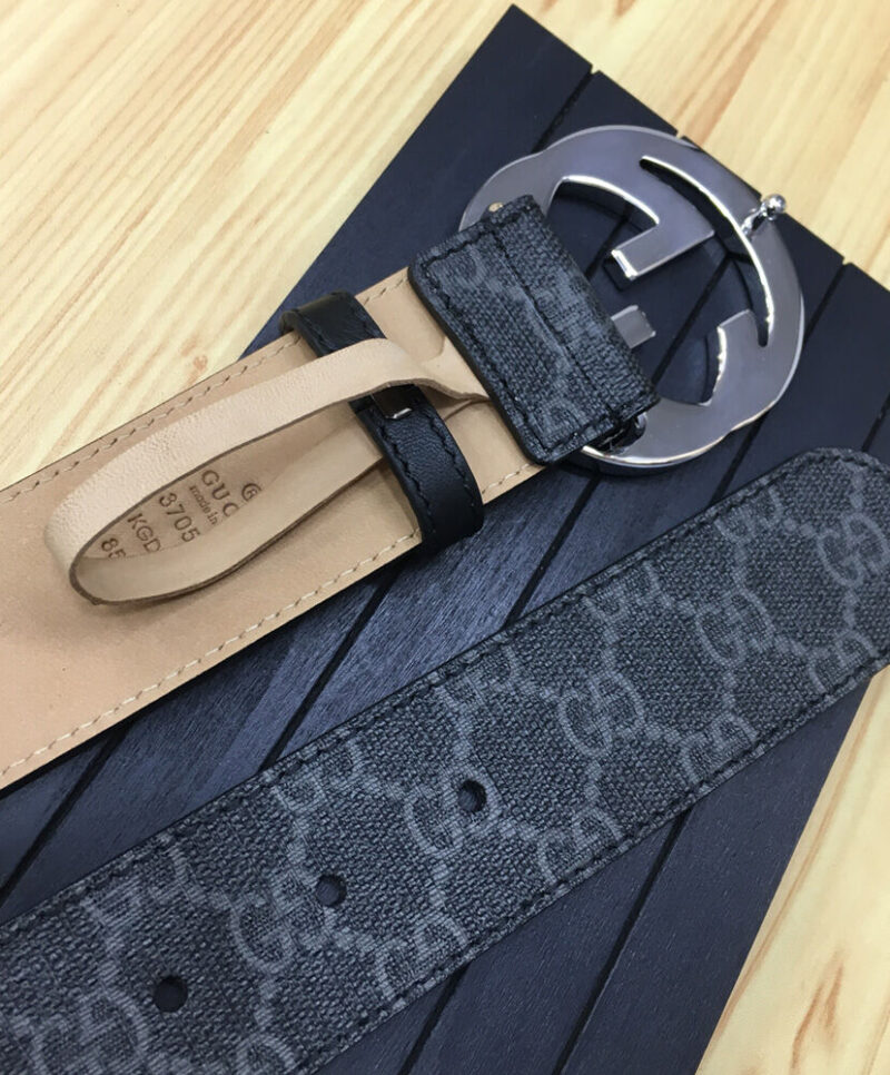 Gucci GG Supreme belt with G buckle 370543 Black