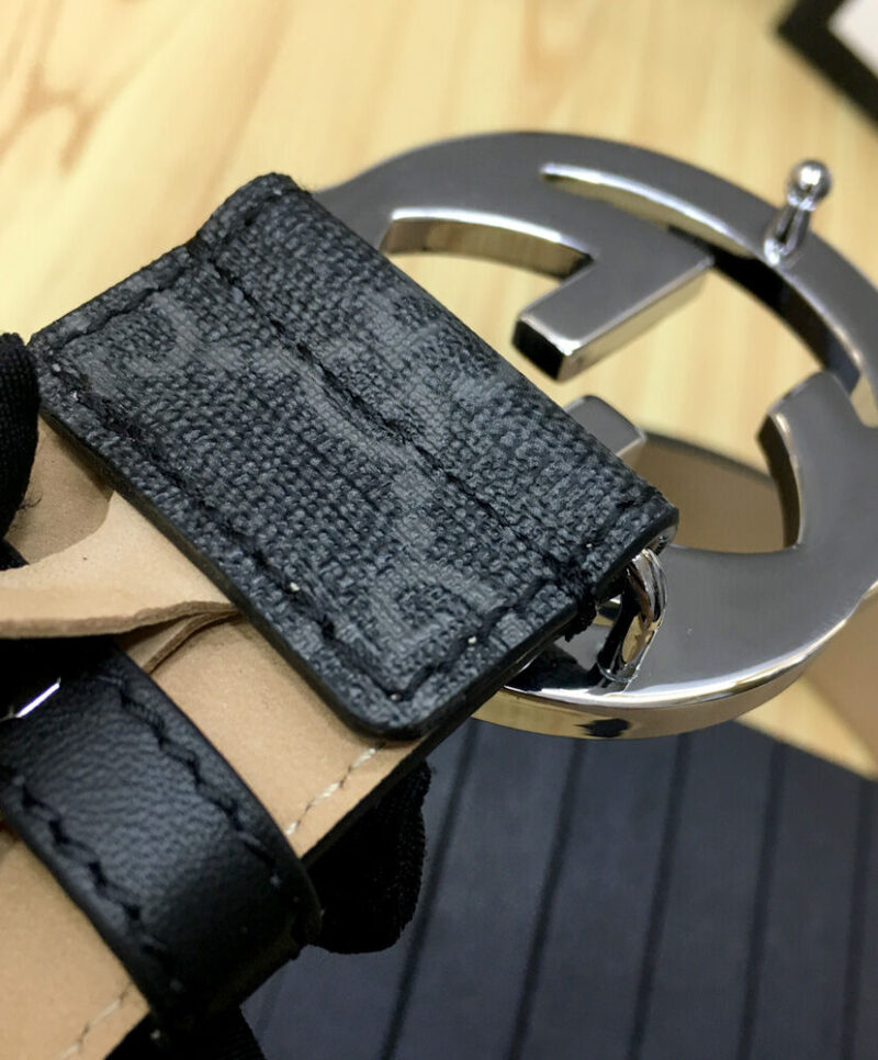 Gucci GG Supreme belt with G buckle 370543 Black