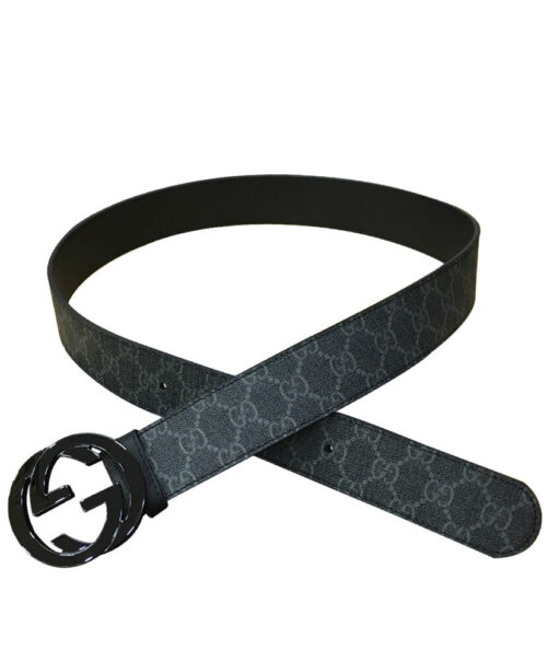 Gucci GG Supreme belt with G buckle 370543 Black