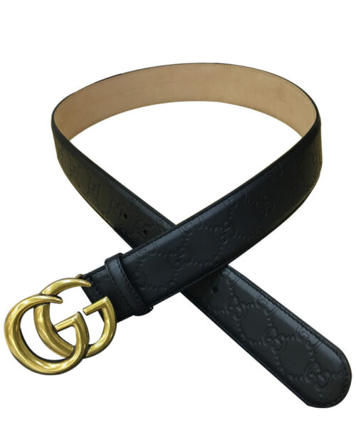 Gucci Leather belt with Double G buckle Black