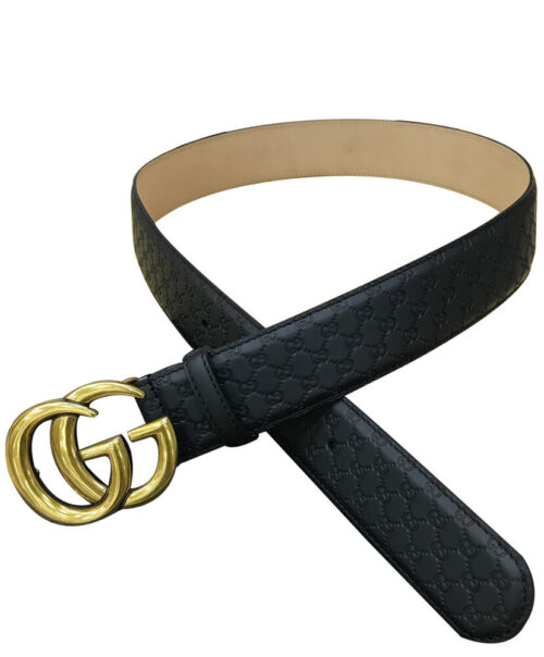 Gucci Leather belt with Double G buckle Black