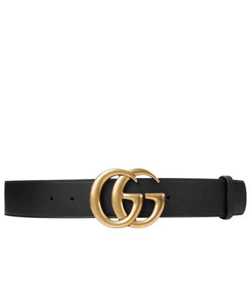 Gucci Leather belt with double G buckle Black