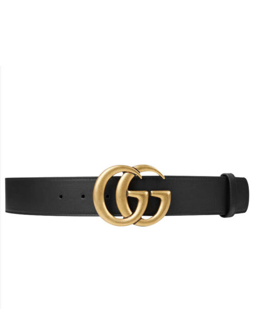 Gucci Leather belt with double G buckle for man Black