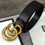Gucci Leather belt with double G buckle for man Black