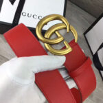 Gucci Leather belt with double G buckle Red