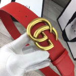 Gucci Leather belt with double G buckle Red