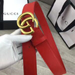 Gucci Leather belt with double G buckle Red