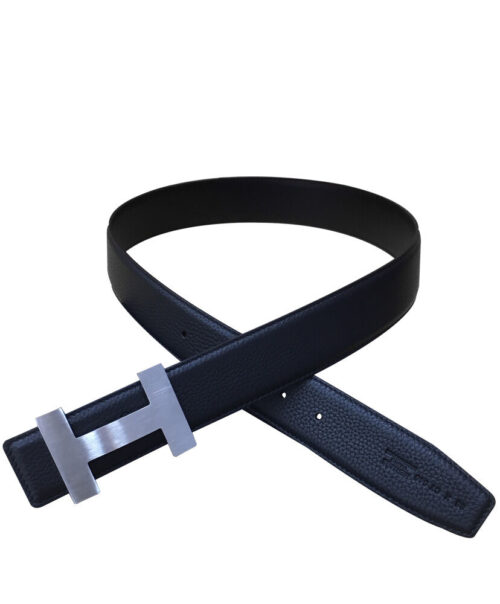 Hermes Men's H belt buckle & leather strap Black