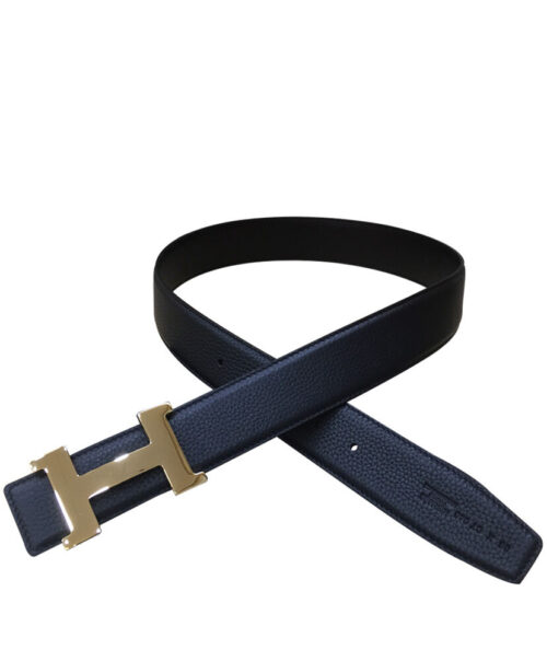 Hermes Men's H belt buckle & leather strap Black