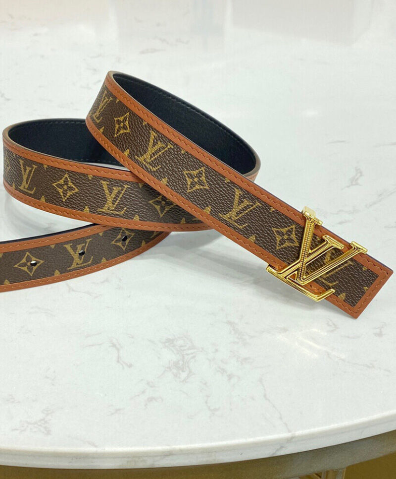 Louis Vuitton LV Chain 30mm Reversible Belt Brown