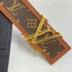 Louis Vuitton LV Chain 30mm Reversible Belt Brown