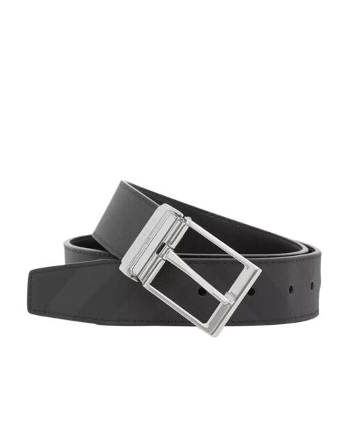 Burberry Reversible London Check and Leather Belt Black