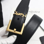 Saint Laurent Monogram Belt With Square Buckle Black