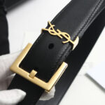 Saint Laurent Monogram Belt With Square Buckle Black