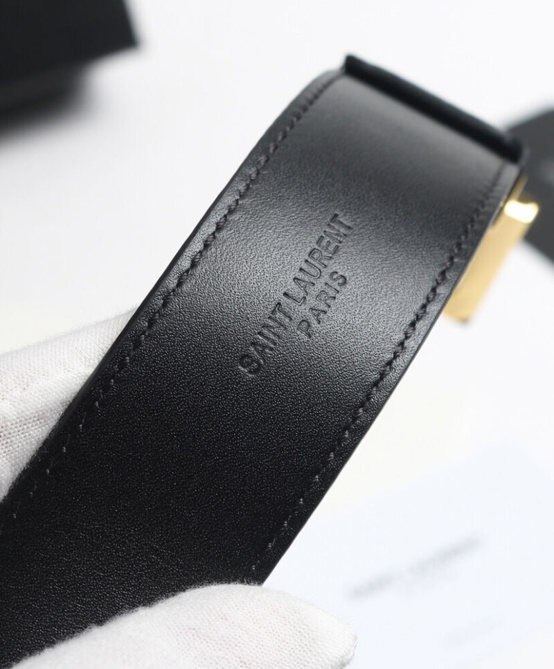 Saint Laurent Monogram Belt With Square Buckle Black