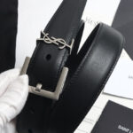 Saint Laurent Monogram Belt With Square Buckle Black