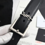 Saint Laurent Monogram Belt With Square Buckle Black