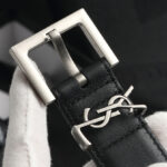 Saint Laurent Monogram Belt With Square Buckle Black