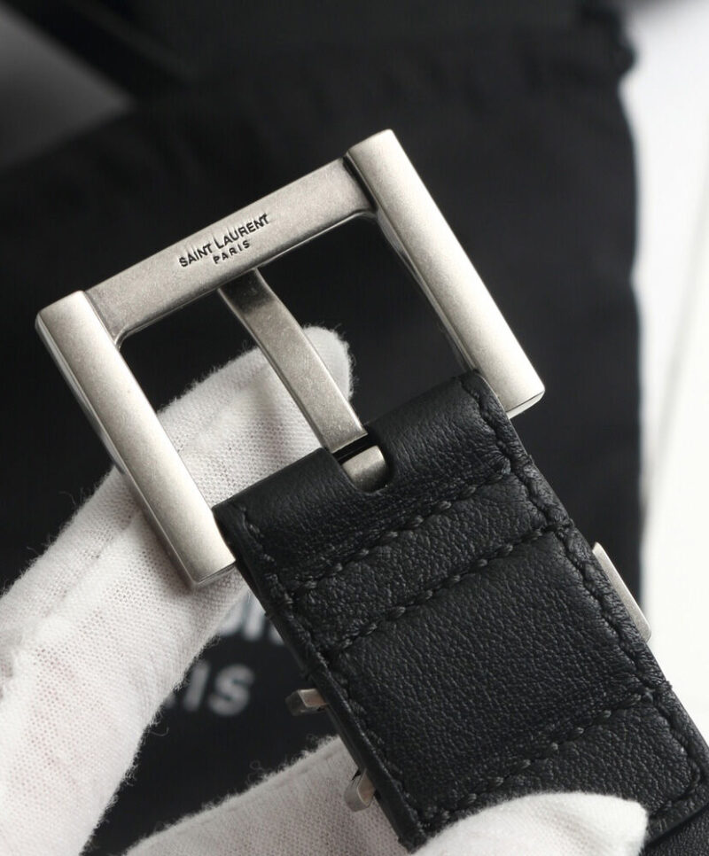 Saint Laurent Monogram Belt With Square Buckle Black