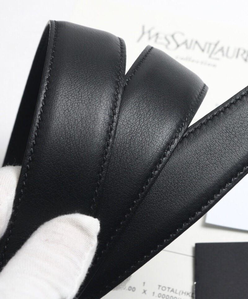 Saint Laurent Monogram Belt With Square Buckle Black