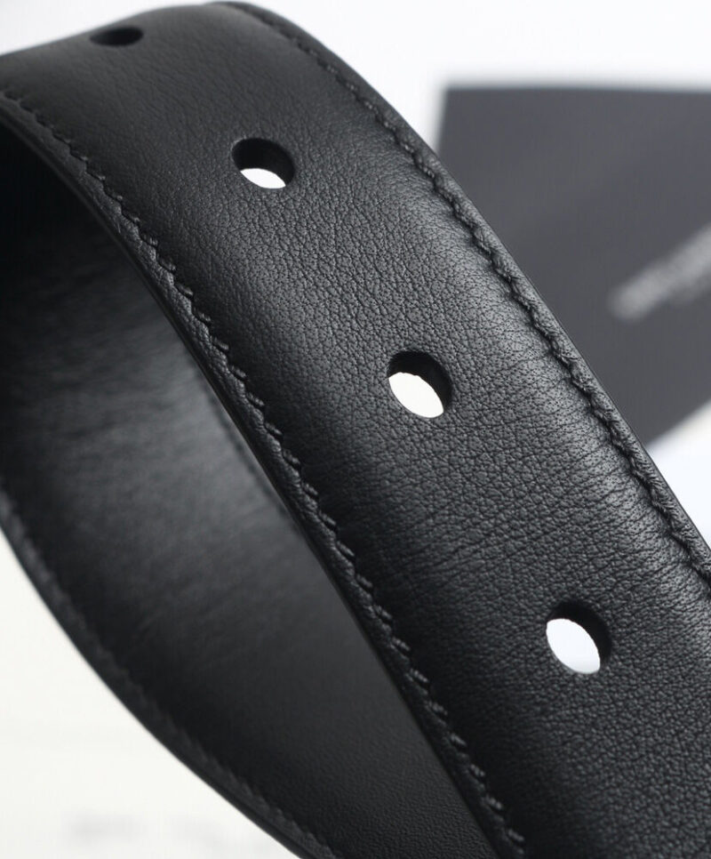 Saint Laurent Monogram Belt With Square Buckle Black