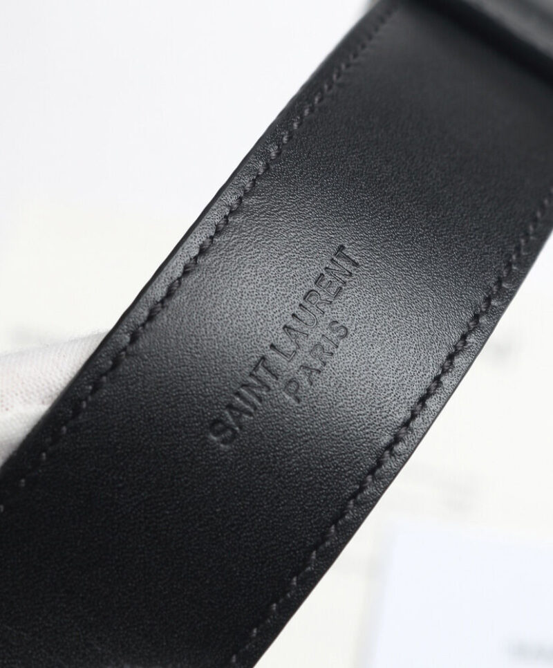 Saint Laurent Monogram Belt With Square Buckle Black