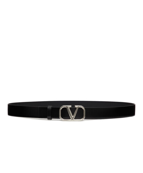 Valentino Vlogo Signature Calfskin Belt Black
