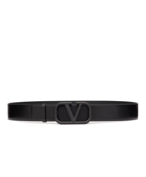 Valentino Vlogo Signature Calfskin Belt 40mm Black