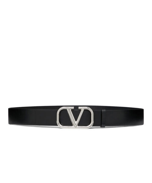 Valentino Vlogo Signature Calfskin Belt Black