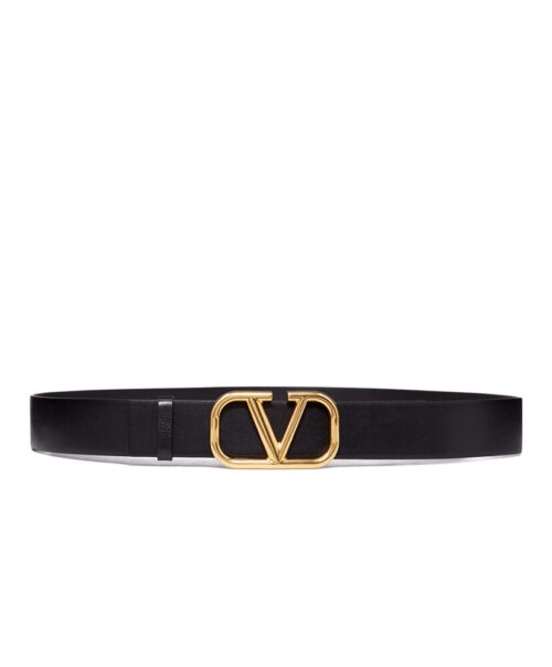 Valentino Vlogo Signature Calfskin Belt Black