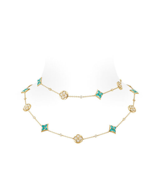 Louis Vuitton Color Blossom BB Multi-Pattern Long Necklace Q94887 Blue