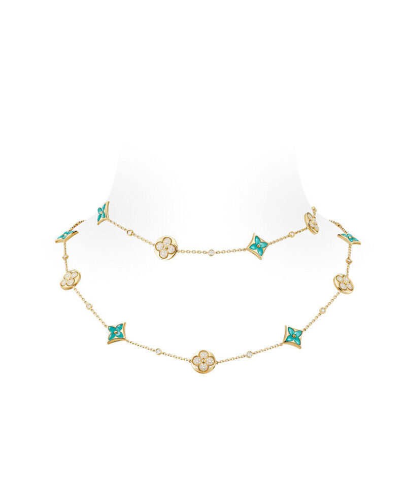 Louis Vuitton Color Blossom BB Multi-Pattern Long Necklace Q94887 Blue