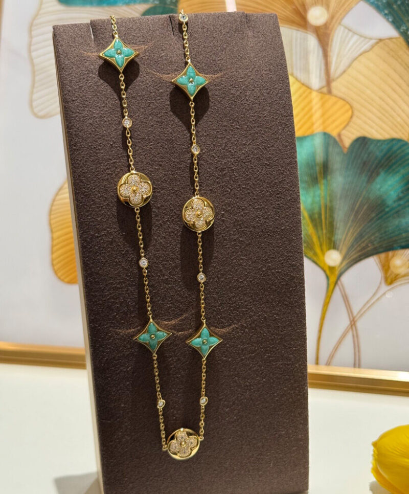 Louis Vuitton Color Blossom BB Multi-Pattern Long Necklace Q94887 Blue