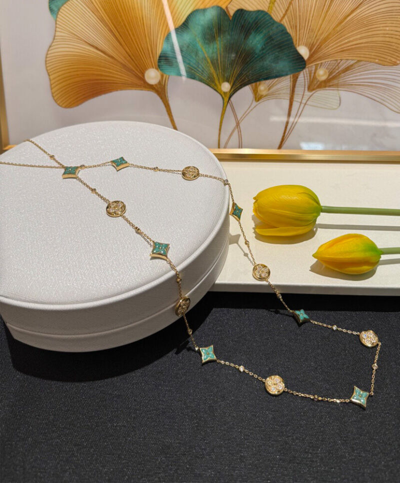 Louis Vuitton Color Blossom BB Multi-Pattern Long Necklace Q94887 Blue