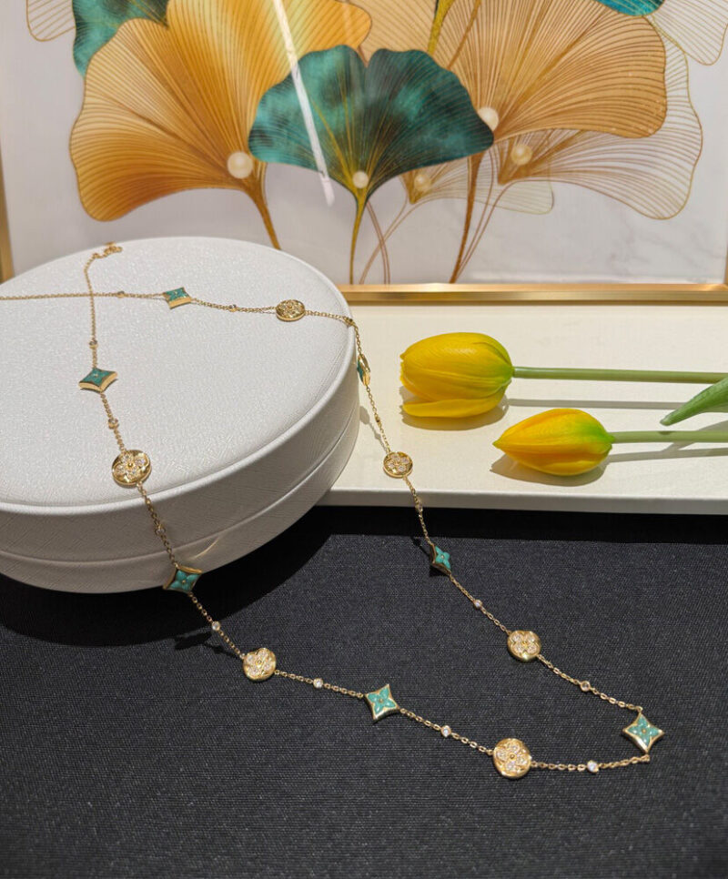Louis Vuitton Color Blossom BB Multi-Pattern Long Necklace Q94887 Blue