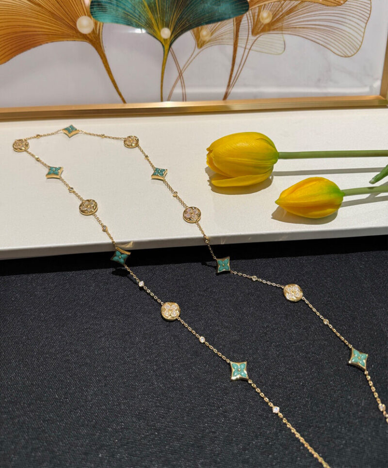 Louis Vuitton Color Blossom BB Multi-Pattern Long Necklace Q94887 Blue