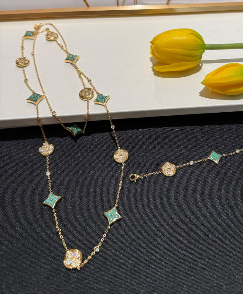Louis Vuitton Color Blossom BB Multi-Pattern Long Necklace Q94887 Blue