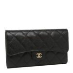 Chanel Quilted Flap Wallet in Caviar A31506 Black