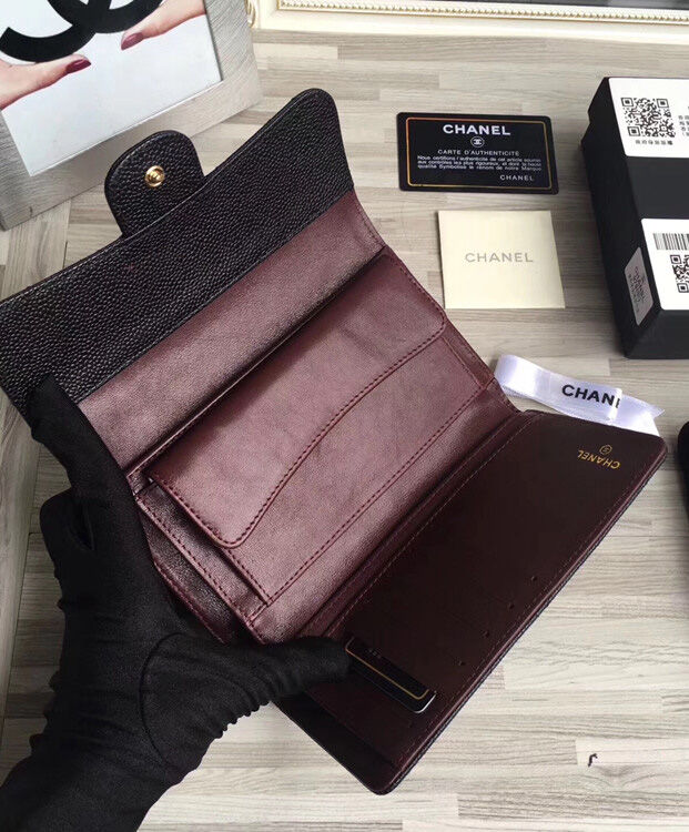 Chanel Quilted Flap Wallet in Caviar A31506 Black