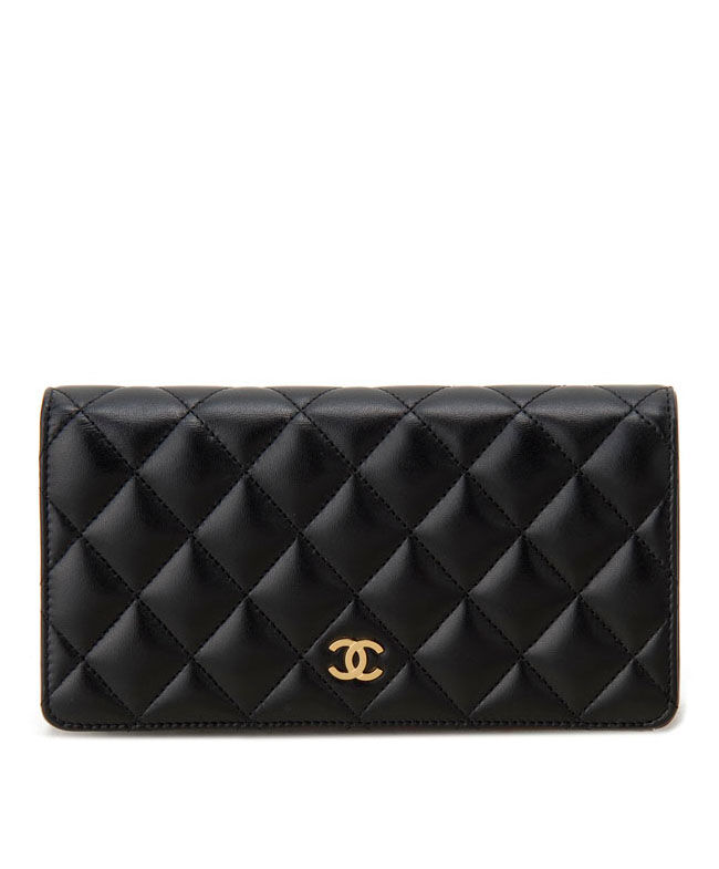 Chanel Quilted Bi-fold Wallet in Lambskin Black