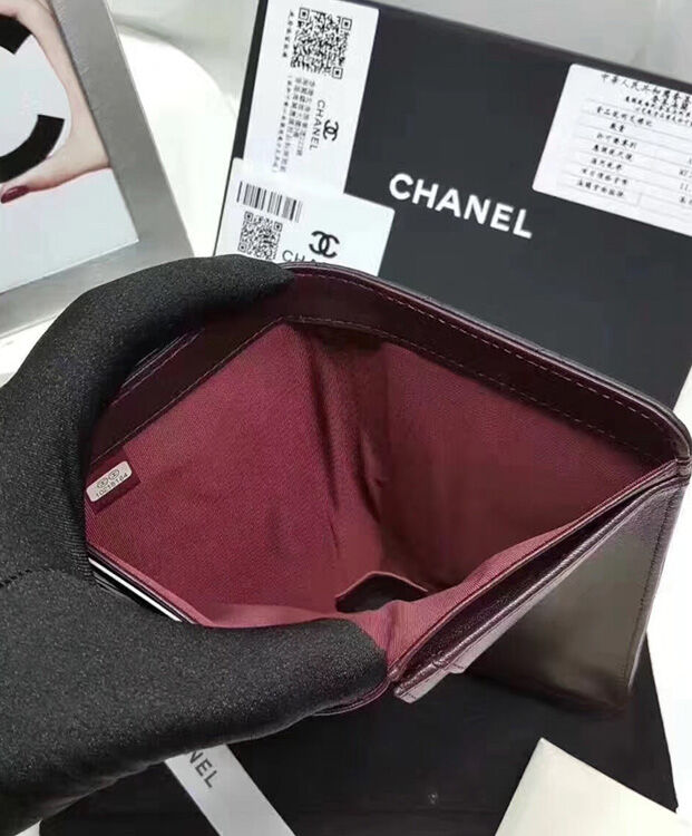 Chanel Quilted Bi-fold Wallet in Lambskin Black