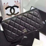Chanel Quilted Bi-fold Wallet in Lambskin Black