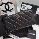 Chanel Matrasse Around Zipper Long Wallet Black