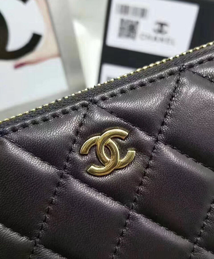 Chanel Matrasse Around Zipper Long Wallet Black