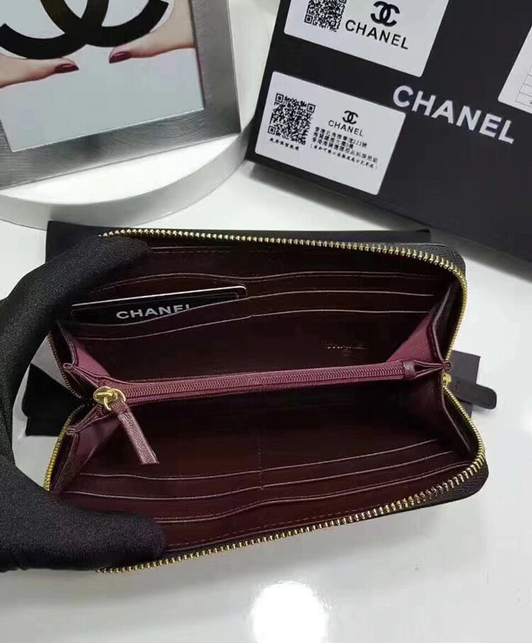 Chanel Matrasse Around Zipper Long Wallet Black